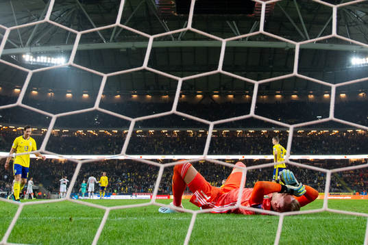 Goalkeeper Robin Olsen of Sweden looks dejected