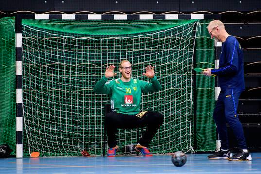 Målvakt Mikael Appelgren och målvaktstränare Mats Olsson