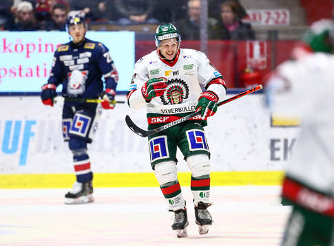 Frölundas Max Friberg dansar och jublar