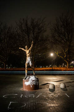 The statue of Zlatan Ibrahimovic has been vandalized