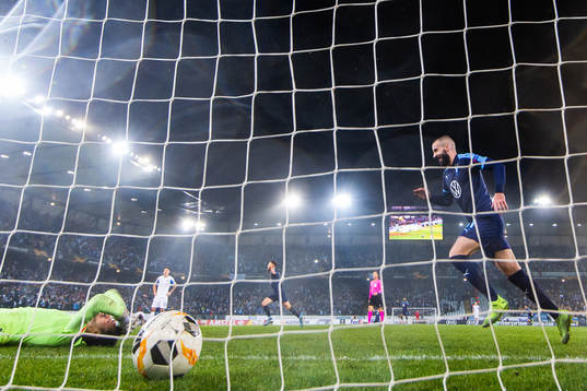Goalkeeper Georgiy Bushuchan of Dynamo Kiev looks dejected