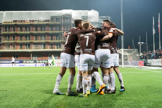 Players of of Mjøndalen celebrate