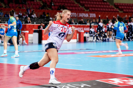 Marit Røberg Jacobsen of Norway celebrates