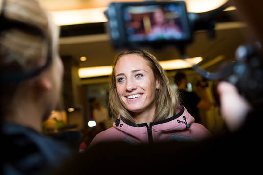 Camilla Herrem of Norway at a press meeting