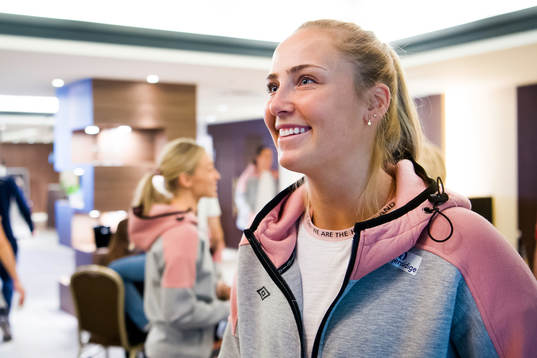 Moa Høgdahl of Norway at a press meeting