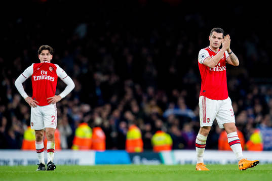 Granit Xhaka of Arsenal looks dejected