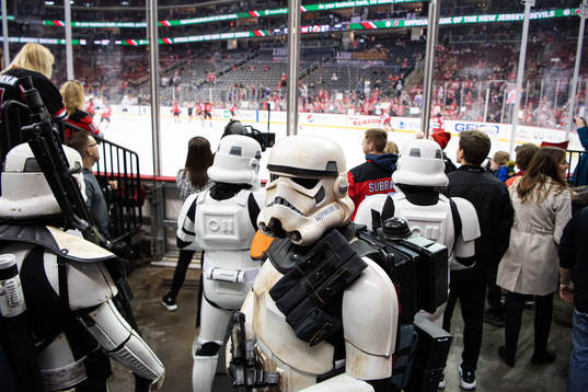 People dressed as stormtroopers from Star Wars