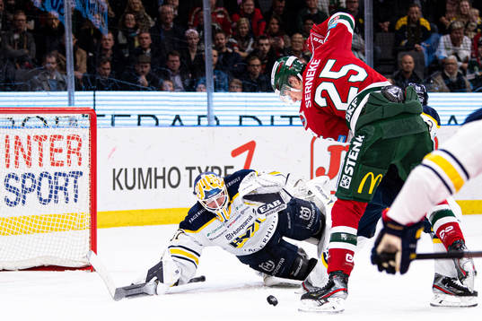 s målvakt Jonas Gunnarsson och Frölundas Elmer Söderblom