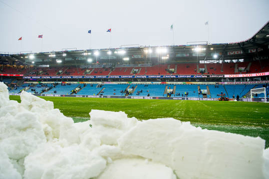 General view of Ullevaal stadion with snow