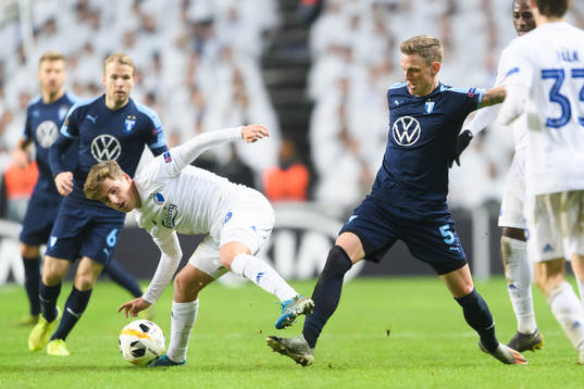 Carlo Holse of FC Köpenhamn and Sören Rieks of Malmö FF