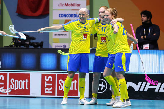 Anna Wijk and Johanna Hultgren of Sweden celebrate with
