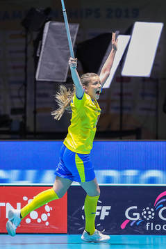 Moa Gustafsson of Sweden celebrates