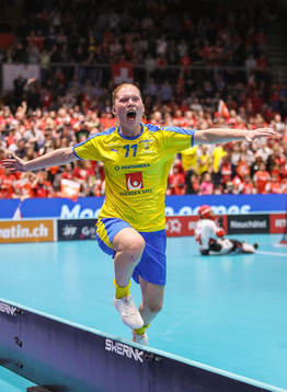 Johanna Hultgren of Sweden celebrates scoring 3-2