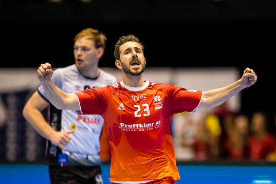 Stian Andre Brevik of Haslum celebrates
