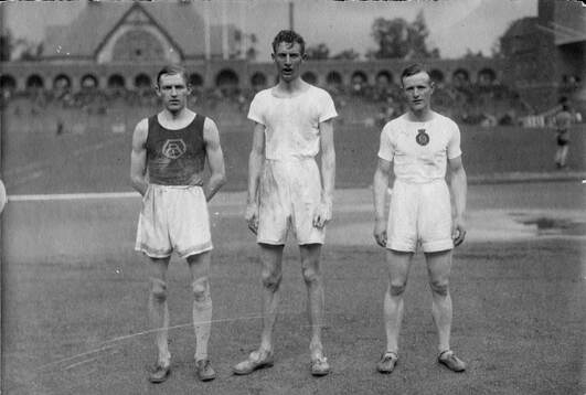 Friidrott, Stavhopp. Rydberg, Tirén, Mattsson. 1920.