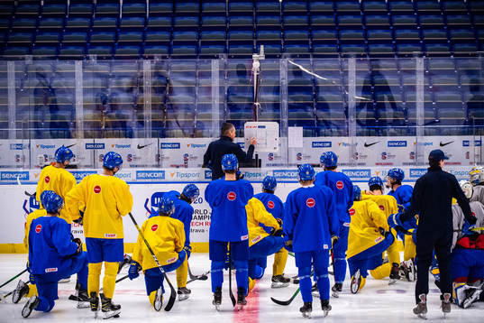 Players of team Sweden at a practice session