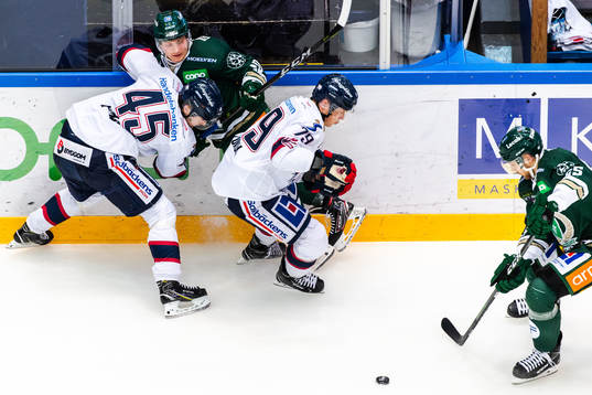 Linköpings Simon Lundmark och Patrik Lundh mot Färjestads