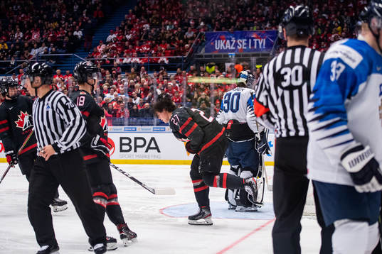 Barrett Hayton of Canada in pain