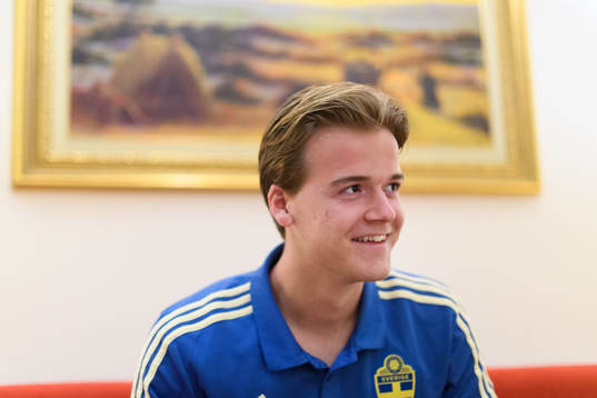 Augusti Erlingmark of Sweden is being interviewed
