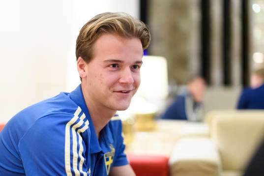 Augusti Erlingmark of Sweden is being interviewed