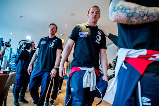 Børge Lund, coach of Norway, and Sander Sagosen