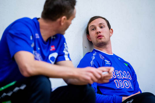Christian Berge, head coach of Norway, and Sander Sagosen