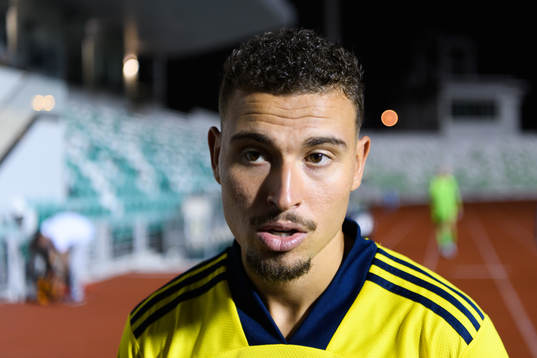 Jordan Larsson of Sweden is being interviewed