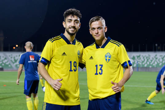 Daleho Irandust and Jesper Karlsson of Sweden poses for a