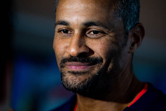 Didier Dinart, head coach of France, at a press event