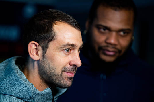 Michaël Guigou and Cedric Sorhaindo of France at a press