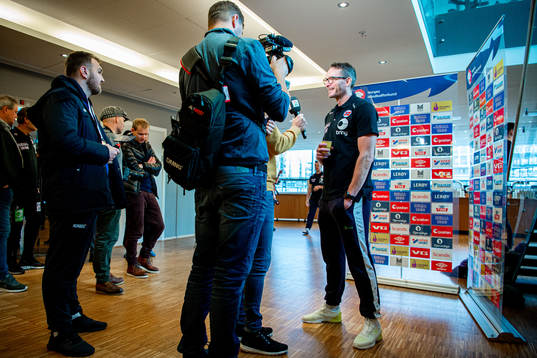 Christian Berge, head coach of Norway, at a press event