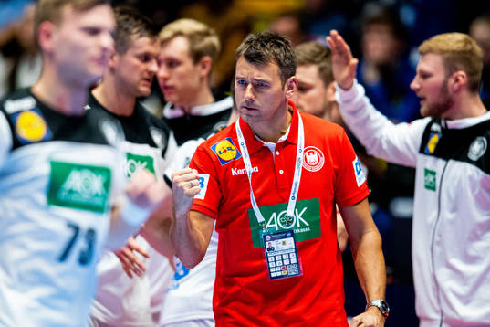 Christian Prokop, head coach of Germany, celebrates