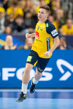 Jerry Tollbring of Sweden celebrates a goal