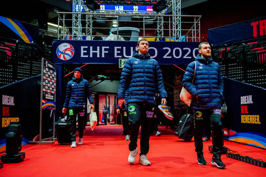 Sander Sagosen and Christian O'Sullivan of Norway at a