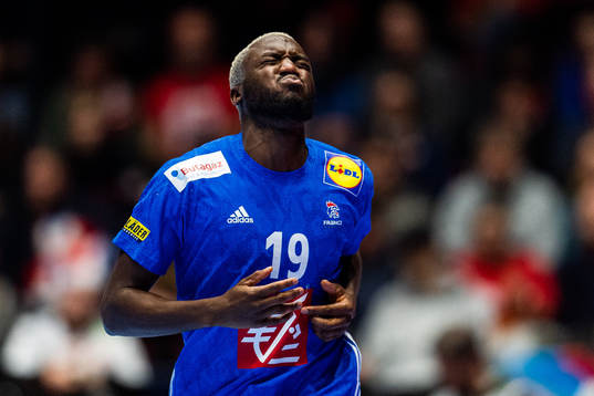 Luc Abalo of France looks dejected