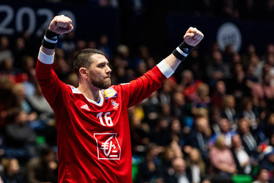 goalkeeper Yann Genty of France celebrates