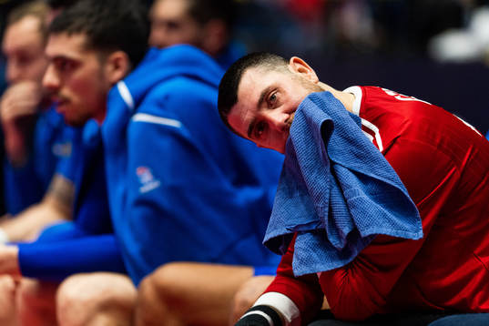 goalkeeper Yann Genty of France looks dejected