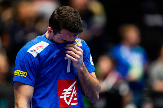 Romain Lagarde of France looks dejected
