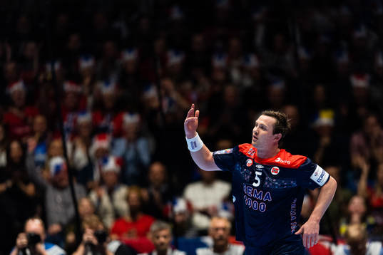 Sander Sagosen of Norway celebrates