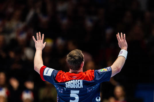 Sander Sagosen of Norway celebrates