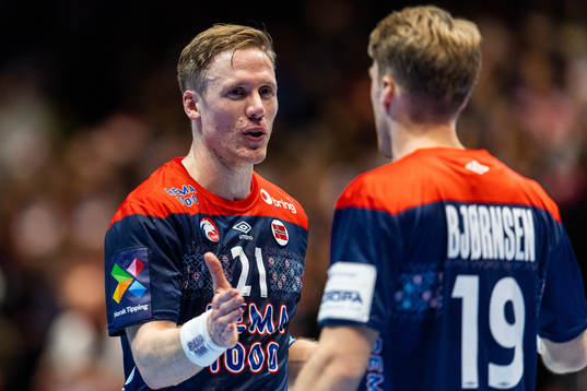 Magnus Gullerud and Kristian Bjørnsen of Norway celebrate