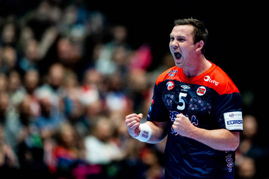 Sander Sagosen of Norway celebrates