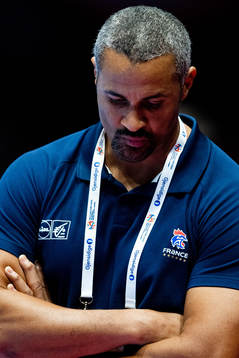 Didier Dinart, head coach of France, looks dejected