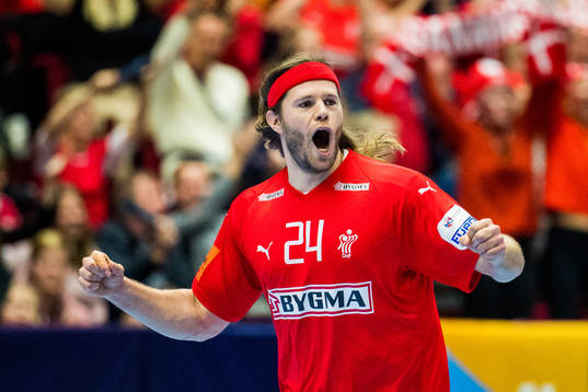 Mikkel Hansen of Denmark celebrates