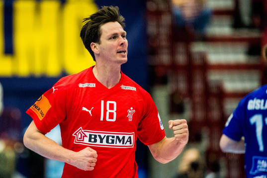 Hans Lindberg of Denmark celebrates