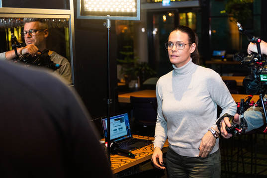 Suzanne Sjögren of Swedish broadcaster Viasat at a press