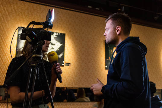 Kristján Andrésson, head coach of Sweden, is interviewed