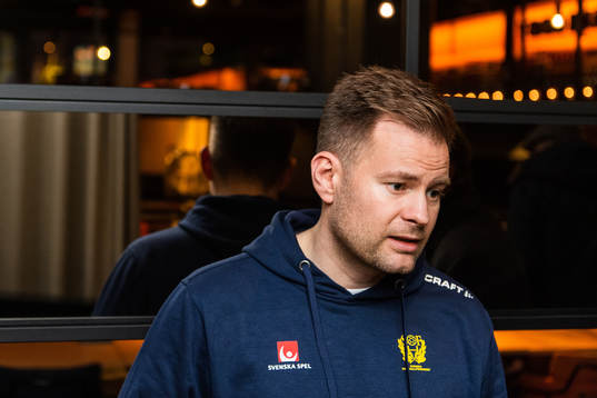 Kristján Andrésson, head coach of Sweden, at a press event