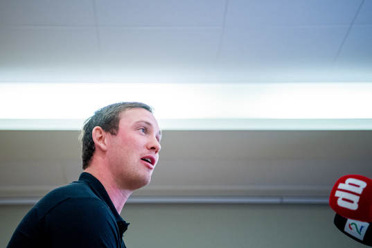 Sander Sagosen of Norway at a press event