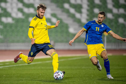 Simon Sandberg of Sweden and Elbasan Rashani of Kosovo